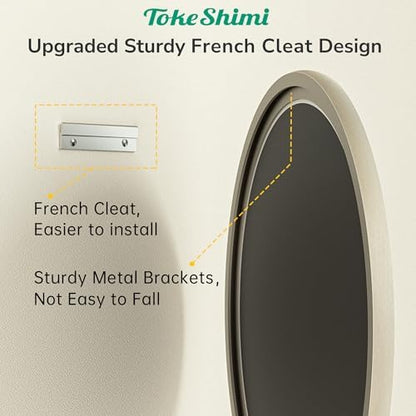TokeShimi 36 in Round Brushed Nickel Mirror, Tempered Shatterproof Circle Wall Mirror, Farmhouse Metal Mirrored for Restroom, Entryway, Bedroom, Vanity, Living Room