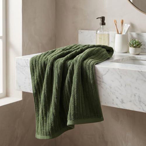 3 Pack Bath Towel Set, 40"x80" Oversized Bath Sheet, Olive Green