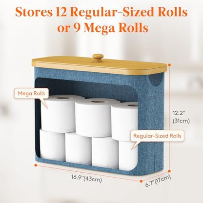 Lifewit Toilet Paper Storage Holder, Large Stand Basket, 23L, Dark Blue