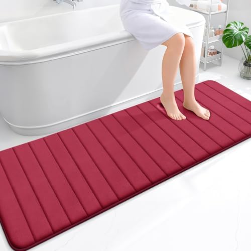 OLANLY Memory Foam Long Bathroom Rugs Runner 70x24, Super Soft Absorbent