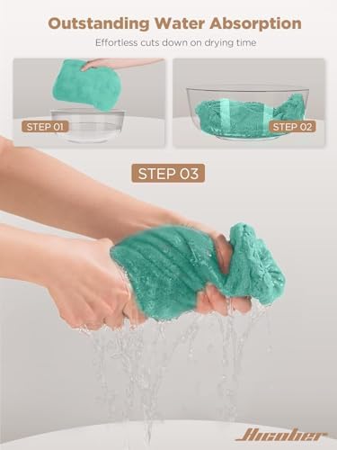 Hicober Microfiber Hair Towel Wrap for Women, Green Purple Grey, 3-Pack