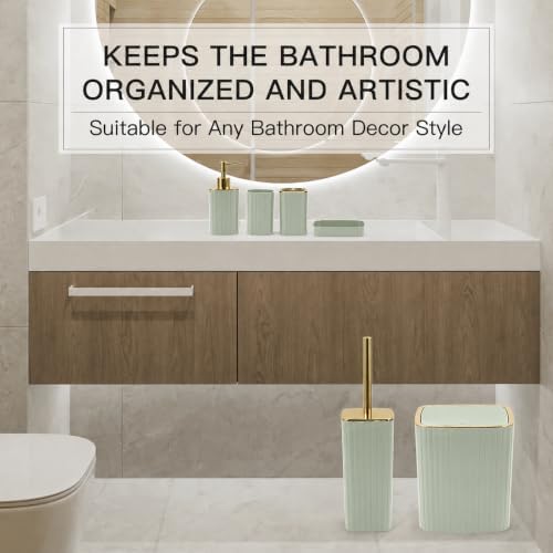 6PCS Bathroom Accessories Set, Sage Green Bathroom Set for Boho Decor