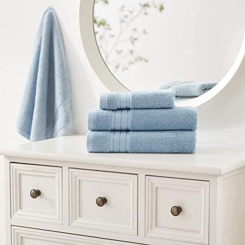 COZYART Luxury Hand Towels 4 PCS, Light Blue 100% Turkish Cotton 650 GSM