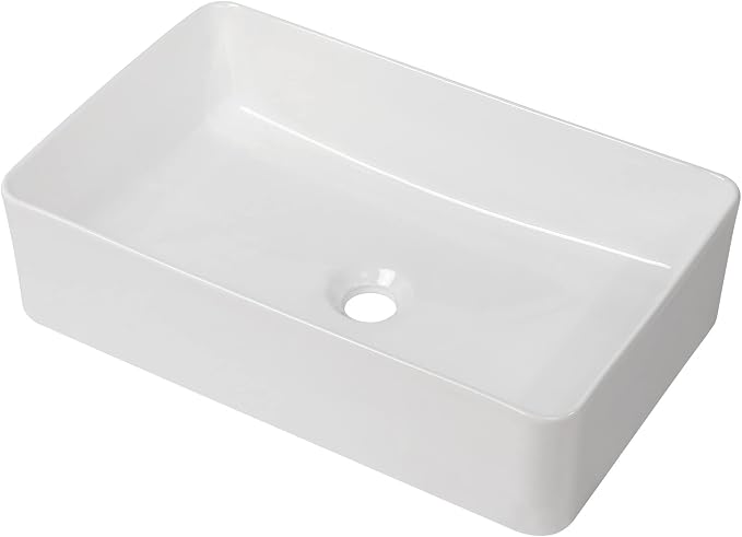Vessel Sink Rectangle 21"x13" White Rectangular Bathroom Sink | Rectangular Bathroom Sink