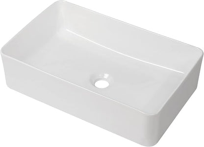 Vessel Sink Rectangle 21"x13" White Rectangular Bathroom Sink | Rectangular Bathroom Sink