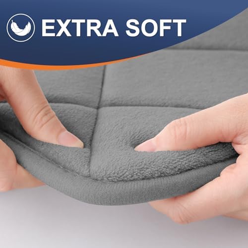 OLANLY Memory Foam Bath Mat 30x20, Ultra Soft and Absorbent Bathroom Rugs, Machine Washable, Comfortable Bath Carpet for Bathroom Floor, Tub and Shower, Grey