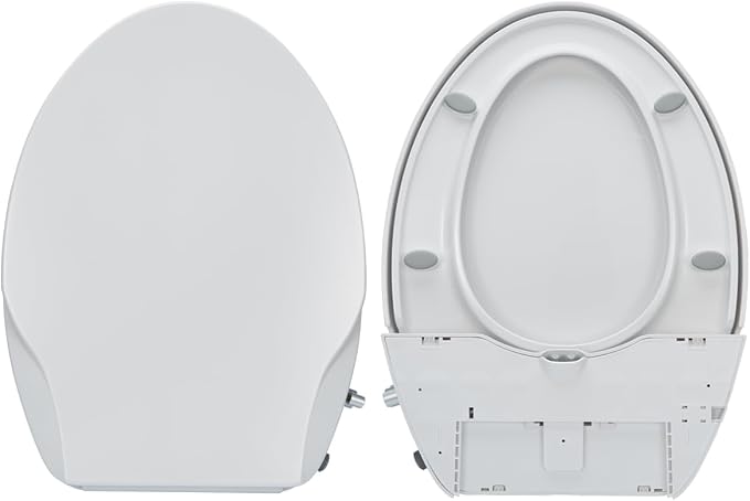 Non-Electric Bidet Toilet Seat, Elongated Fit with Quiet-Close Lid, Dual Nozzles for Rear & Feminine Wash, Easy DIY Installation
