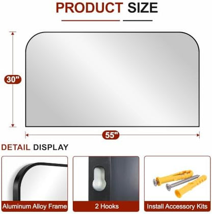 Bathroom Black Vanity Mirror for Over Sink, 30" x 55"