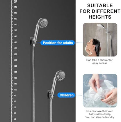 MAYYAYA Shower Head Holder, Black Adhesive Wall Mounted, Adjustable Angle