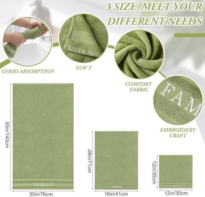 Hahafelt Decorative Bathroom Towel Set, Sage Green