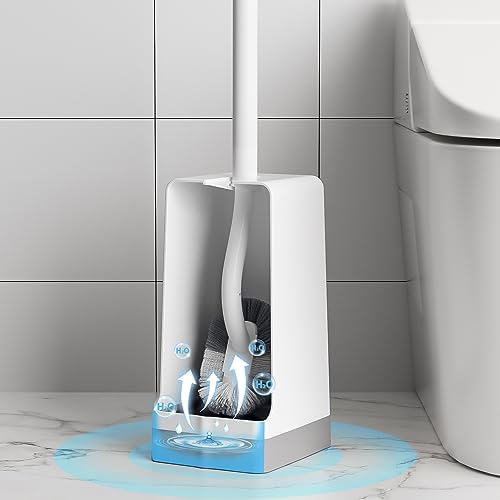 Marbarsse Bathroom Toilet Bowl Brush and Holder, Curved Design Dismount Toilet Brush for Deep Cleaning Under Rim, Best Toilet Brush Set, CompactToilet BowlCleaner Brush for Bathroom, 1 Pack