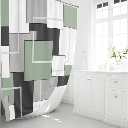 BTTN 72 x 84 Tall Geometric Waterproof Fabric Shower Curtain, Sage Green