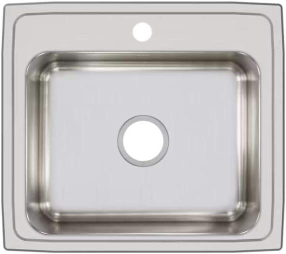 22 Inch Drop In Stainless Steel Kitchen Sink, Single Bowl 18 Gauge 304 Stainless Steel Sink, 7-5/8" Deep Basin, Lustertone Satin Finish Top Mount Kitchen Sink, Quick Clip Installation, 1 Faucet Hole