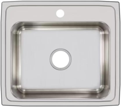 22 Inch Drop In Stainless Steel Kitchen Sink, Single Bowl 18 Gauge 304 Stainless Steel Sink, 7-5/8" Deep Basin, Lustertone Satin Finish Top Mount Kitchen Sink, Quick Clip Installation, 1 Faucet Hole