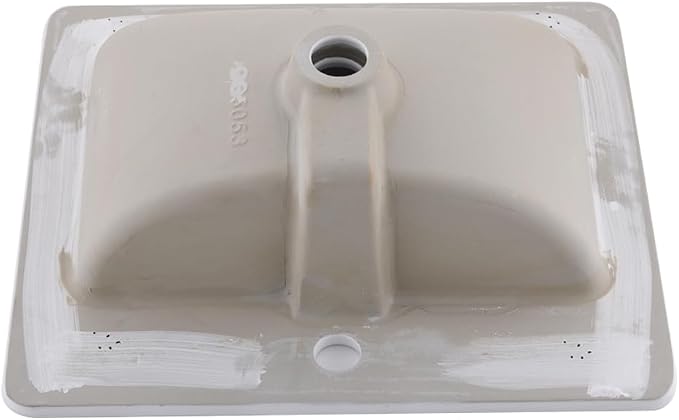 21x18 White Vessel Bathroom Sink Drop In Ceramic Vanity | Vessel Sink, 21x18" White Ceramic Bathroom Sink, Drop In Rectangular Vanity, Semi Recessed, with Overflow, Easy Clean