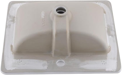 21x18 White Vessel Bathroom Sink Drop In Ceramic Vanity | Vessel Sink, 21x18" White Ceramic Bathroom Sink, Drop In Rectangular Vanity, Semi Recessed, with Overflow, Easy Clean