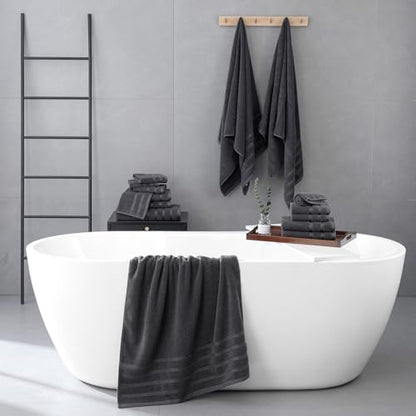 16-Piece Bath Towels Set, 100% Cotton Thick Soft Highly Absorbent Durable, Quick Dry, Bathroom Towels Set (4 Bath Towels, 4 Hand Towels, 8 Washcloths) - Perfect for Daily Use