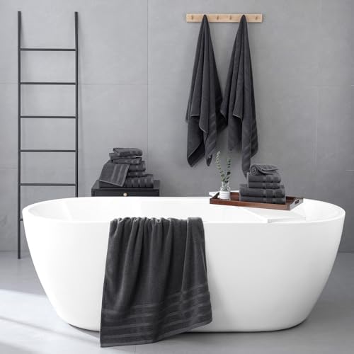 8-Piece Bath Towels Set, 100% Cotton Thick Soft Highly Absorbent Durable, Quick Dry, Bathroom Towels Set (2 Bath Towels, 2 Hand Towels, 4 Washcloths) - Perfect for Daily Use