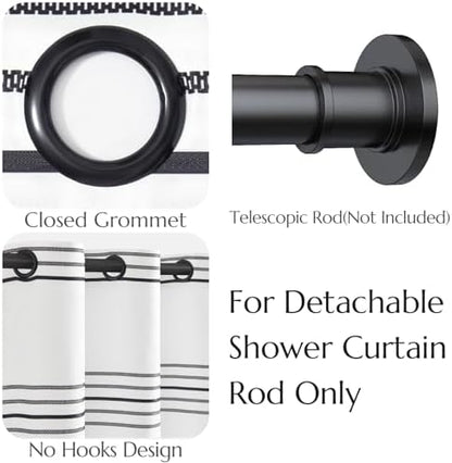 jinchan No Hooks Needed Black and White Shower Curtain Modern Striped Waterproof Fabric Shower Curtains for Bathroom Hotel Spa 70x72 Inch