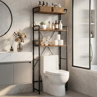 Over The Toilet Storage Cabinet, Freestanding Bathroom Shelf with Hooks