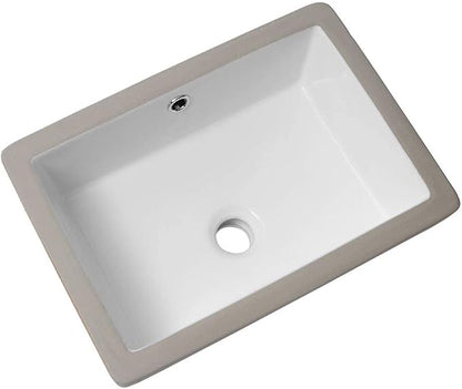 Lordear 17x12 Inch Undermount Bathroom Sink Vanity Small Sinks Rectangle Pure White Porcelain Ceramic Bath Lavatory Vanity Sink Basin with Overflow