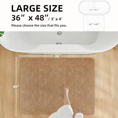 TYUU Thin Bath Mat, Large Bathroom Rugs Non Slip Washable, 36x48 Camel