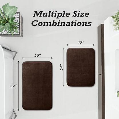 HUXMEYSON Bathroom Rugs Sets 2 Piece, Non-Slip & Quick Dry Bath Mat Set, Ultra Soft Velvet Bath Rugs for Bathroom, Toilet and Shower Floor, Brown