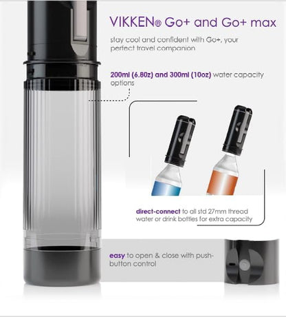 VIKKEN® Travel Bidet USB-Type C Electric Rechargeable Mobile Handheld Ultra Strong Water Spray Personal Hygiene Self Care for Men & Women, Go+ 300ml Onyx