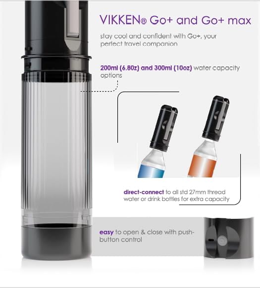 VIKKEN® Travel Bidet USB-Type C Electric Rechargeable Mobile Handheld Ultra Strong Water Spray Personal Hygiene Self Care for Men & Women, Go+ 300ml Classic Trim