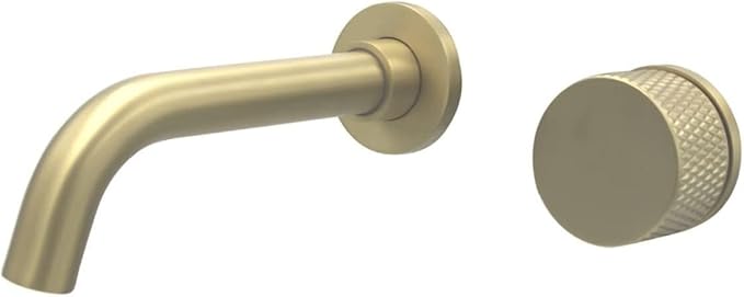 Faucet Wall Mounted Bathroom Faucet Swivel Spout Single Handle Brass Basin Sink tap with Hot Cold Water Mixed(Brushed Gold) Faucet