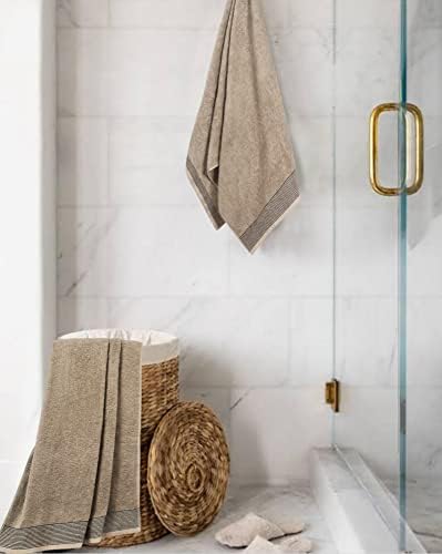 BELIZZI HOME 2 Pack Oversized Cotton Bath Towels, Tan, 28x55 inches