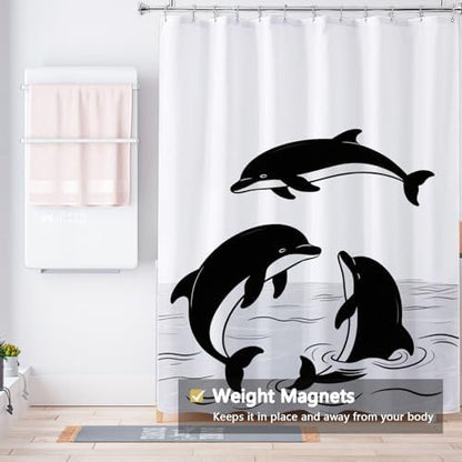 LLSCL Fabric Shower Curtain Liner with Magnets, Waterproof Hotel Quality, 72 x 72 Machine Washable