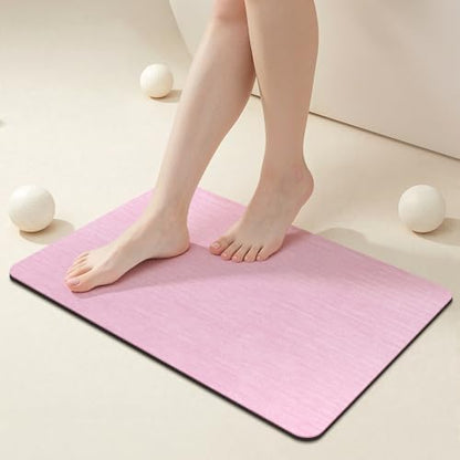 Mecko Bath Mat 16"x24",Ultra Thin Bathroom Rug fit Under Door Pink