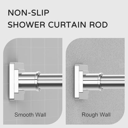 UIOSANRT Stainless Silver Shower Curtain Rod 31-68 Inches Non-Slip Shower Rod Tension Mounted No Drill Shower Curtain Rods Spring Tension Rod Adjustable Tension Curtain Rod for Windows Bathroom