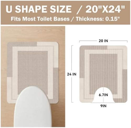 YDKGL Toilet Rugs U Shaped Non Slip Bath Mat Toilet Mats for Bathroom