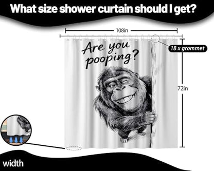 Extra Long Shower Curtain Fun Monkey Clawfoot Tub, 108 x 72 in