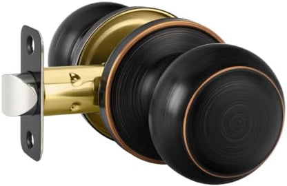 Haidms 1 Pack Oil Rubbed Bronze Passage Door Knob, Bronze Closet Door Knobs, Passage Doorknob Interior for Closet or Hall, Hallways