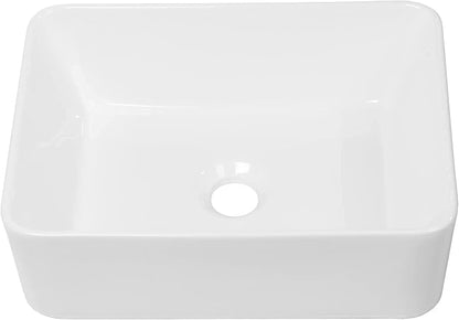 16" x 12" Vessel Sink Rectangle Bathroom Vessel Sink Countertop 16 In Rectangular White Ceramic Porcelain Farmhouse Lavatory Vanity Bath Sink Basin