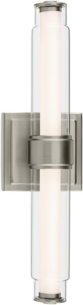 Kichler Laurene LED Bath Bar Light, Brushed Nickel | Linear vanity light with clear glass for mirrors and vanities (18.5" x 5"), 55237NILED