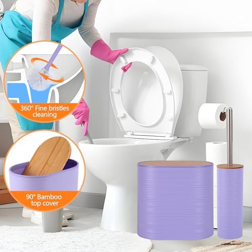 10 PCS Purple Bathroom Accessories Set with Trash Can Bathroom Accessory