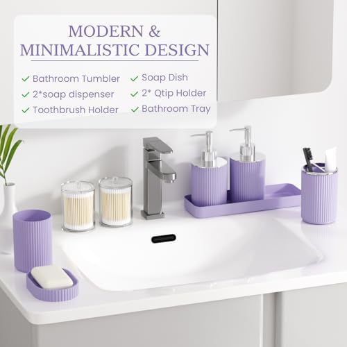 Purple Bathroom Accessories Set, 10PC Bathroom Set