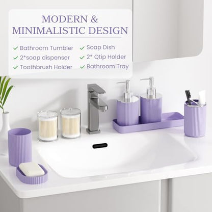 Purple Bathroom Accessories Set, 10PC Bathroom Set