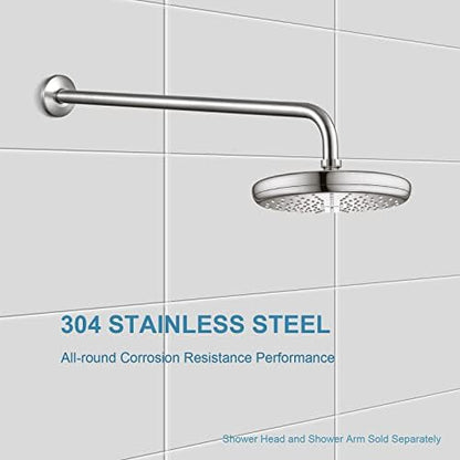OFFO Shower Arm with Flange, 24 in Brushed Nickel Wall Mount Replacement Angle Shower Head Arm Wall-Mounted For Fixed Shower Head & Handheld Showerhead