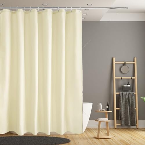 LLSCL Beige Fabric Shower Curtain Liner with Bottom Counterweight, Waterproof Hotel Quality, 72 x 72 Machine Washable