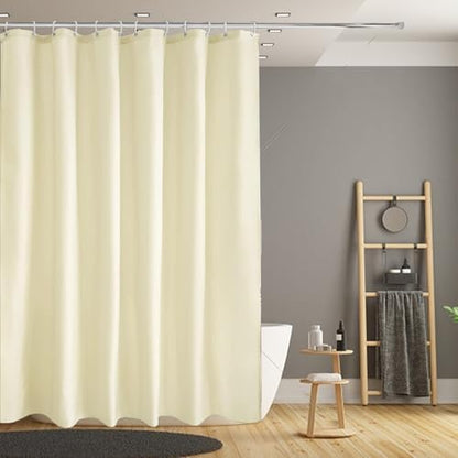 LLSCL Beige Fabric Shower Curtain Liner with Bottom Counterweight, Waterproof Hotel Quality, 72 x 72 Machine Washable