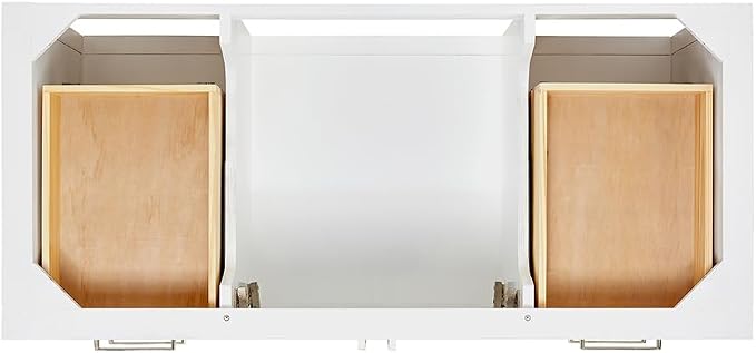 Olivia 48-Inch White Bathroom Vanity with Sink, 1.5" Edge Italian Carrara Marble Countertop & Backsplash, Rectangular Undermount Sink, 2 Soft Closing Doors, 6 Dovetail Drawers, Brushed Nickel