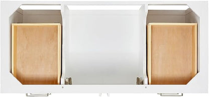 Olivia 48-Inch White Bathroom Vanity with Sink, 1.5" Edge Italian Carrara Marble Countertop & Backsplash, Rectangular Undermount Sink, 2 Soft Closing Doors, 6 Dovetail Drawers, Brushed Nickel