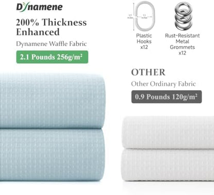 Dynamene Stall Waffle Shower Curtain 256 GSM Heavy Fabric 54x72 Fog Blue