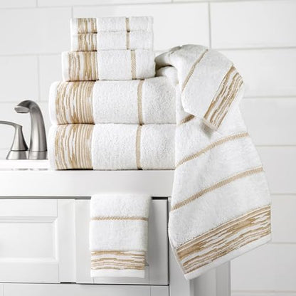 Nicole Miller - Washcloth Set, Heavyweight & Absorbent Jacquard Woven Cotton Towels, Set of 4, Dorm Room Essentials (Sydney Collection)