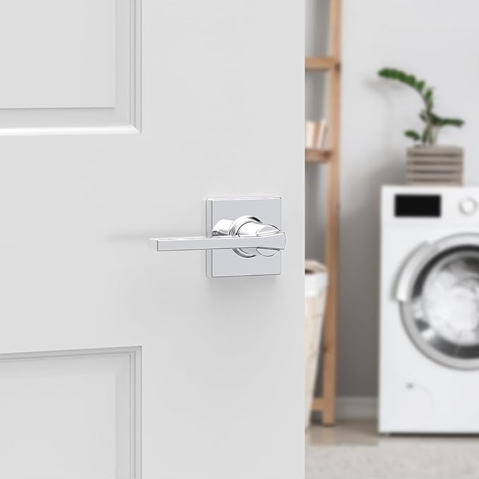 Kwikset Casey Hallway Passage and Bed/Bath Privacy Door Handle 6 Pack, 3 Passage Levers and 3 Privacy Levers, Polished Chrome Reversible Interior Handles